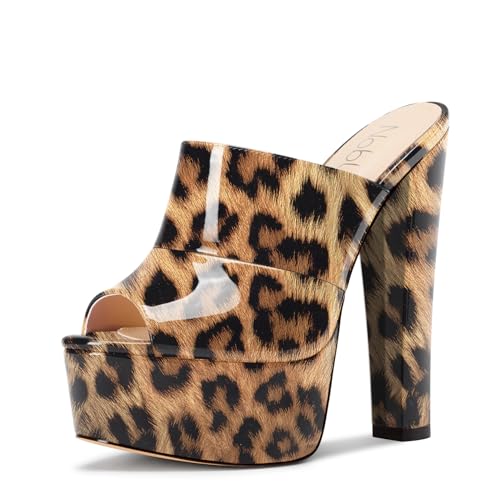 NobleOnly Damen Plateau Chunky Blockabsatz Absatz Heel Sandalen Peep Open Zehenkappe Slip-on Pantoletten Schuhe Hochzeit Schuhe 15 CM Heels Leopardbraun 41 EU NobleOnly Damen Plateau Chunky Blockabsatz Absatz Heel Sandalen Peep Open Zehenkappe Slip-on Pantoletten Schuhe Hochzeit Schuhe 15 CM Heels Leopardbraun 41 EU von NobleOnly