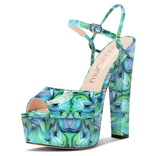 NobleOnly Damen Plateau Plattform Absatz Heel Chunky Peep Open Zehenkappe Knöchelriemen Sandalen Hochzeit Party Dress Schuhe 15 CM Heels Grüner Wirbel 38 EU NobleOnly Damen Plateau Plattform Absatz Heel Chunky Peep Open Zehenkappe Knöchelriemen Sandalen Hochzeit Party Dress Schuhe 15 CM Heels Grüner Wirbel 38 EU von NobleOnly