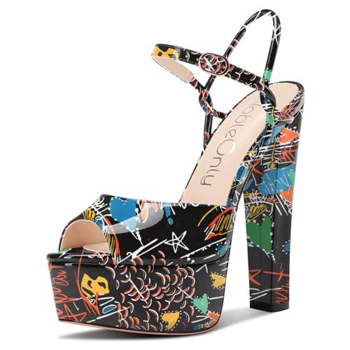 NobleOnly Damen Plateau Plattform Absatz Heel Chunky Peep Open Zehenkappe Knöchelriemen Sandalen Hochzeit Party Dress Schuhe 15 CM Heels Schwarzes Doodle 40 EU NobleOnly Damen Plateau Plattform Absatz Heel Chunky Peep Open Zehenkappe Knöchelriemen Sandalen Hochzeit Party Dress Schuhe 15 CM Heels Schwarzes Doodle 40 EU von NobleOnly