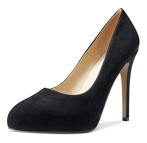 NobleOnly Damen Plattform High Heels Lederfutter Stilettos Pumps 12CM Heel Schwarz Wildleder Schuhe EU 39.5 NobleOnly Damen Plattform High Heels Lederfutter Stilettos Pumps 12CM Heel Schwarz Wildleder Schuhe EU 39.5 von NobleOnly