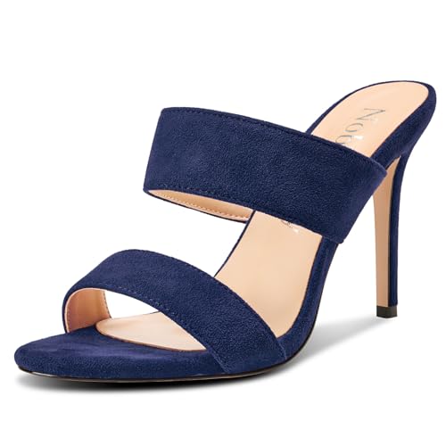 NobleOnly Damen Runde Open Zehenkappe Stiletto Hoher High Absatz Heel Sandalen Lässig Dress Slip-on Pantoletten Schuhe 10 CM Heels Marineblau 38 EU NobleOnly Damen Runde Open Zehenkappe Stiletto Hoher High Absatz Heel Sandalen Lässig Dress Slip-on Pantoletten Schuhe 10 CM Heels Marineblau 38 EU von NobleOnly