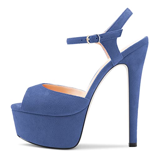 NobleOnly Damen Stiletto Hoher High Absatz Heel Plateau Plattform Knöchelriemen 15 CM Heels Sexy Clear Hochzeit Peep Open Zehenkappe Sandalen Hellblau 37 EU NobleOnly Damen Stiletto Hoher High Absatz Heel Plateau Plattform Knöchelriemen 15 CM Heels Sexy Clear Hochzeit Peep Open Zehenkappe Sandalen Hellblau 37 EU von NobleOnly