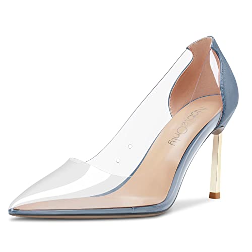 NobleOnly Damen Stiletto Hoher High Absatz Heel Spitze Geschlossene Zehenkappe Slip-on Pumps Klassisch Party Büroschuhe Schuhe 8.5 cm Heels Blau Transparent A 41 EU NobleOnly Damen Stiletto Hoher High Absatz Heel Spitze Geschlossene Zehenkappe Slip-on Pumps Klassisch Party Büroschuhe Schuhe 8.5 cm Heels Blau Transparent A 41 EU von NobleOnly