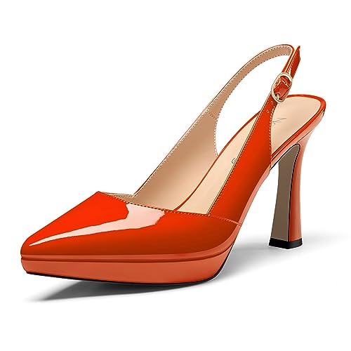 NobleOnly Damen Stiletto Hoher High Absatz Heel Spitze Zehenkappe Slingback Plateau Plattform Pumps Slip-on Schnalle Lässig Schuhe 10 cm Heels Orange 40 EU NobleOnly Damen Stiletto Hoher High Absatz Heel Spitze Zehenkappe Slingback Plateau Plattform Pumps Slip-on Schnalle Lässig Schuhe 10 cm Heels Orange 40 EU von NobleOnly