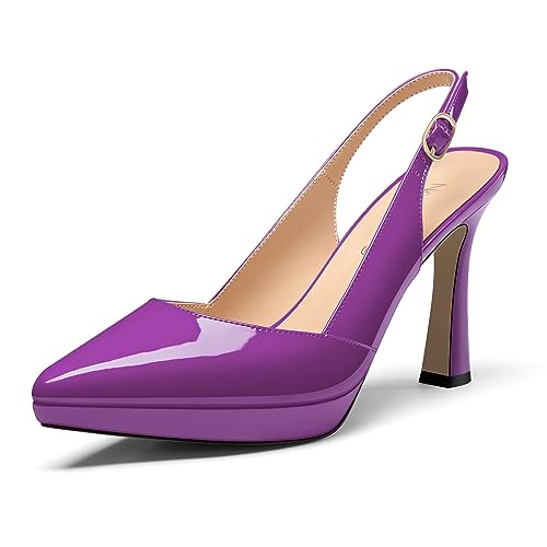 NobleOnly Damen Stiletto Hoher High Absatz Heel Spitze Zehenkappe Slingback Plateau Plattform Pumps Slip-on Schnalle Lässig Schuhe 10 cm Heels Violett 40 EU NobleOnly Damen Stiletto Hoher High Absatz Heel Spitze Zehenkappe Slingback Plateau Plattform Pumps Slip-on Schnalle Lässig Schuhe 10 cm Heels Violett 40 EU von NobleOnly