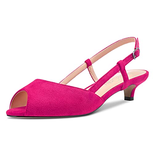NobleOnly Damen Stiletto Niedrige Kitten Absatz Heel Peep Open Zehenkappe Slingback Sandalen Slip-on Sexy Dress Hochzeit 3.5 CM Heels Schuhe Magenta Rot 40 EU NobleOnly Damen Stiletto Niedrige Kitten Absatz Heel Peep Open Zehenkappe Slingback Sandalen Slip-on Sexy Dress Hochzeit 3.5 CM Heels Schuhe Magenta Rot 40 EU von NobleOnly