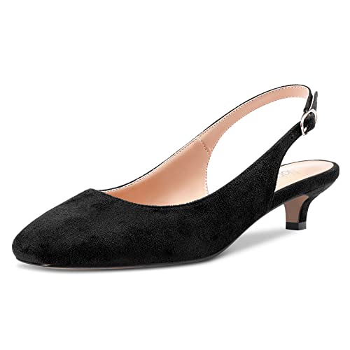 NobleOnly Stiletto Niedrige Kitten Absatz Heel Geschlossene Zehenkappe Slip-on Pumps Slingback Schnalle Dress Sandalen 3.5 cm Heels Schuhe Schwarz Wildleder 39 EU NobleOnly Stiletto Niedrige Kitten Absatz Heel Geschlossene Zehenkappe Slip-on Pumps Slingback Schnalle Dress Sandalen 3.5 cm Heels Schuhe Schwarz Wildleder 39 EU von NobleOnly