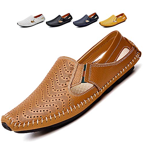 Noblespirit Herren-Fahrschuhe, Leder, modisch, Slipper, lässig, Schlupfschuhe, Halbschuhe im Sommer, Rotbraun 2, 44.5 EU von Noblespirit