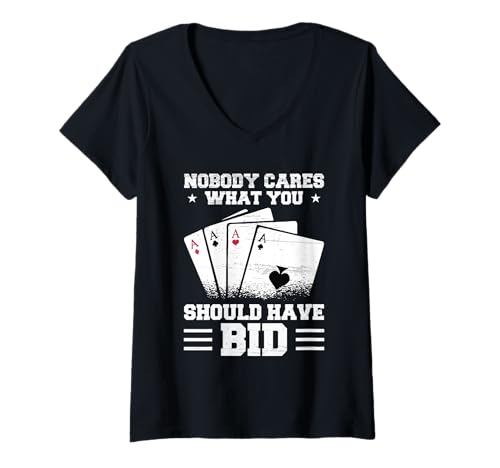 Damen Pinochle Melding Kartenspiel - Lustiges Spielabend T-Shirt mit V-Ausschnitt Damen Pinochle Melding Kartenspiel - Lustiges Spielabend T-Shirt mit V-Ausschnitt von Nobody Cares What You Should Have Bid