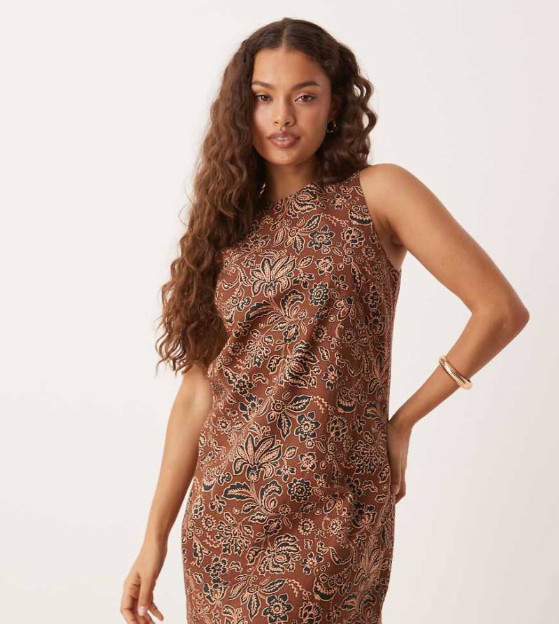 Nobody's Child Petite - Palermo - Mini-Etuikleid in Braun mit Paisley-Muster von Nobody's Child Petite