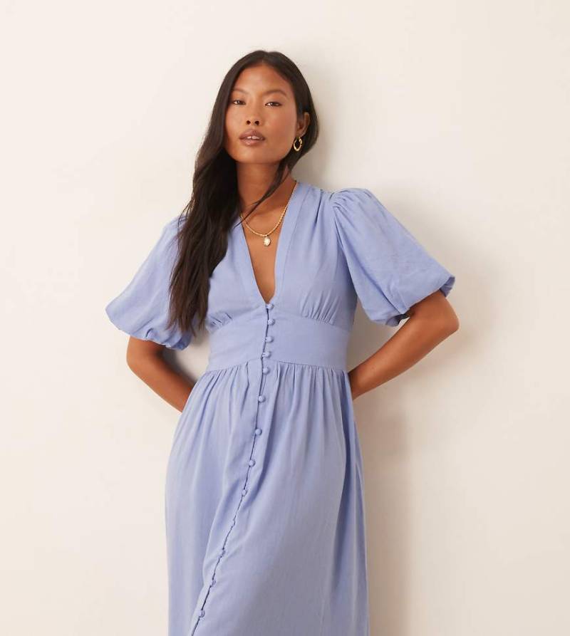 Nobody's Child Petite - Starlight - Midikleid in Blau mit Knopfleiste von Nobody's Child Petite