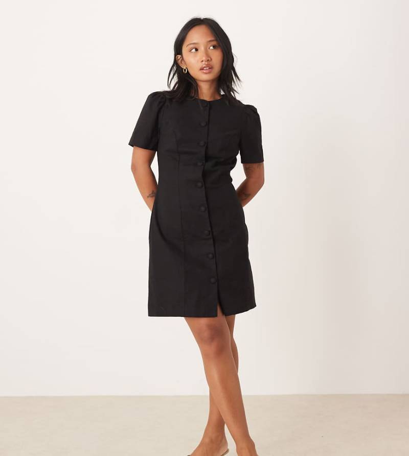 Nobody's Child Petite - Tara - Elegantes Minikleid in Schwarz mit Puffärmeln von Nobody's Child Petite