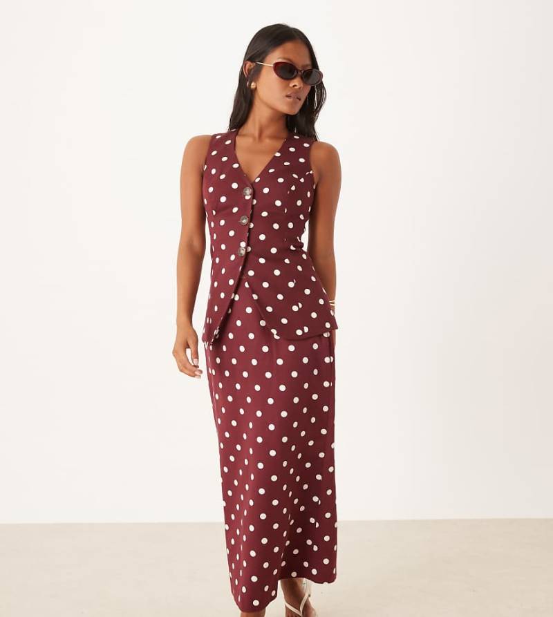 Nobody's Child Petite - Theta - Midirock mit braunem Punktemuster, Kombiteil von Nobody's Child Petite