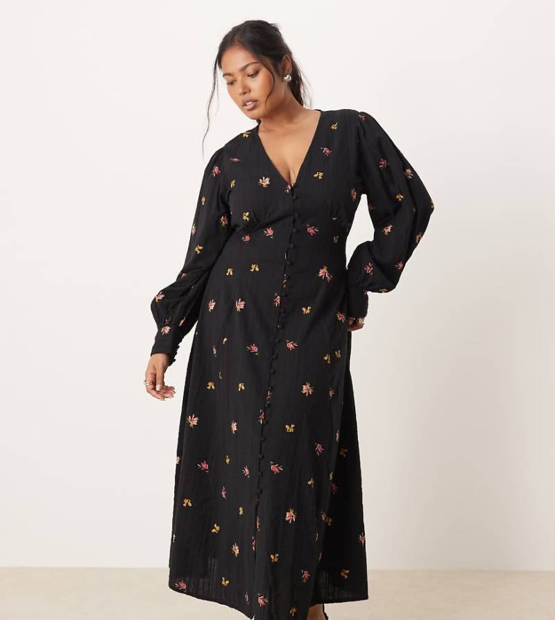 Nobody's Child Plus - Shannon - Besticktes Midikleid in Schwarz von Nobody's Child Plus