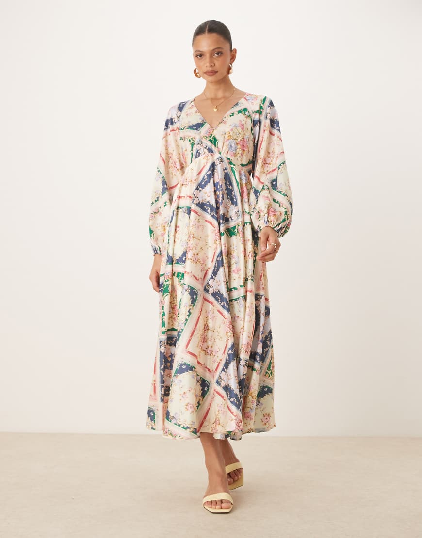 Nobody's Child - Ace - Midaxi-Kleid mit Rückenausschnitt und Boho-Schalmuster-Bunt von Nobody's Child