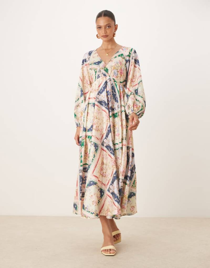 Nobody's Child - Ace - Midaxi-Kleid mit Rückenausschnitt und Boho-Schalmuster-Bunt von Nobody's Child