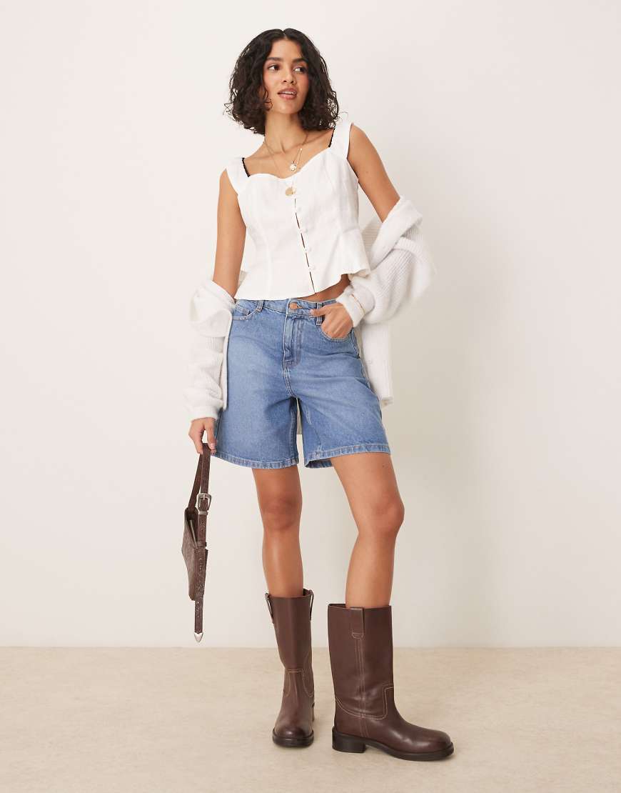 Nobody's Child - Brixton - Jeans-Shorts in mittlerer Waschung mit langem Schnitt-Blau von Nobody's Child