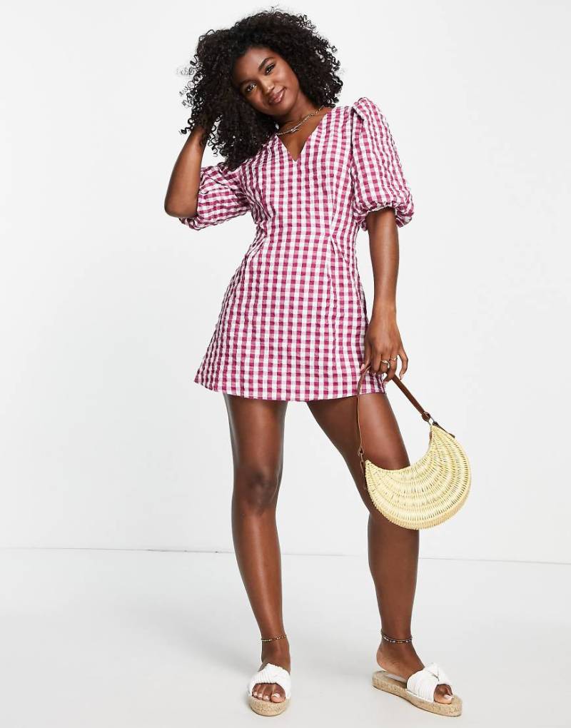 Nobody's Child - Demi - Minikleid in Rosa kariert von Nobody's Child