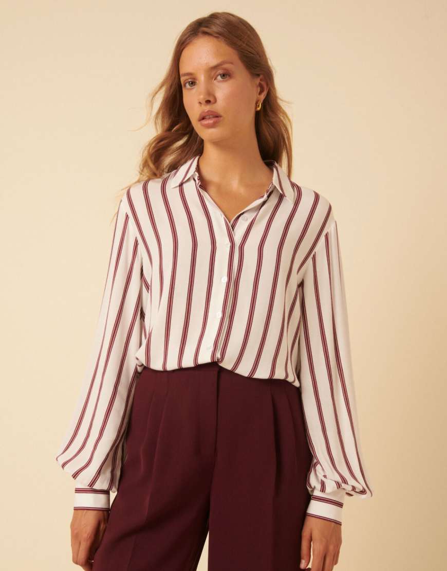 Nobody's Child - Hemd in Braun und Weiß gestreift mit Knopfleiste-Brown von Nobody's Child