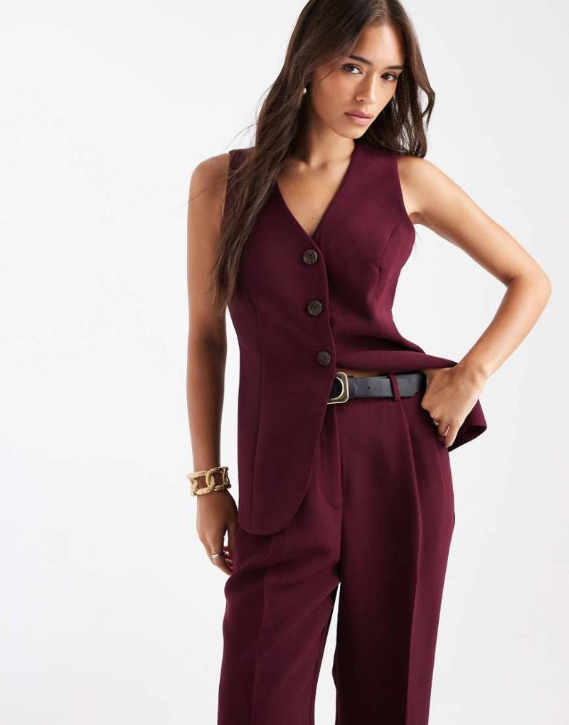 Nobody's Child - Leo - Longline-Weste in Burgunderrot, Kombiteil von Nobody's Child