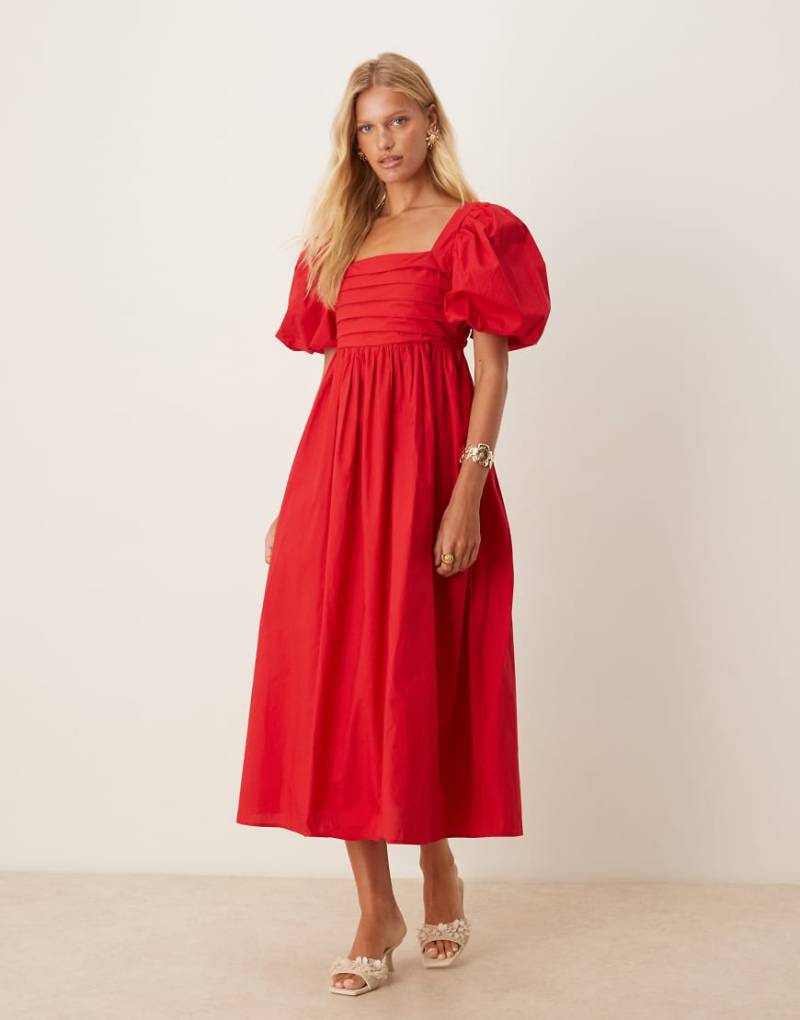 Nobody's Child - Nova - Midikleid in Rot mit Puffärmeln von Nobody's Child