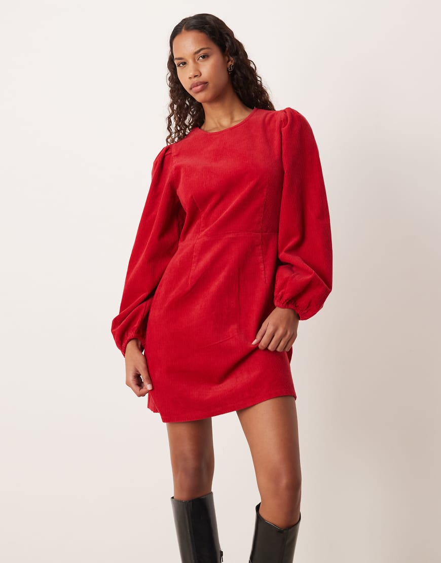 Nobody's Child - Peggy - Langärmliges Minikleid in Rot-Schwarz von Nobody's Child