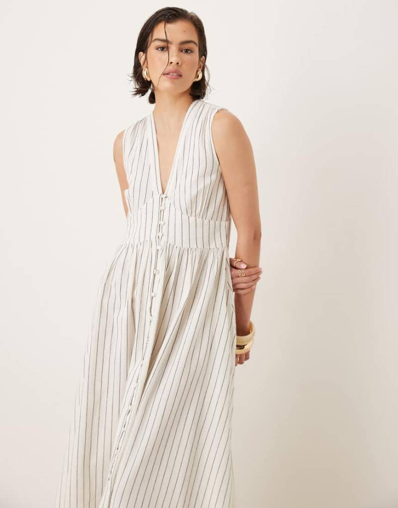 Nobody's Child - Starlight - Midikleid in Cremeweiß mit Nadelstreifen von Nobody's Child