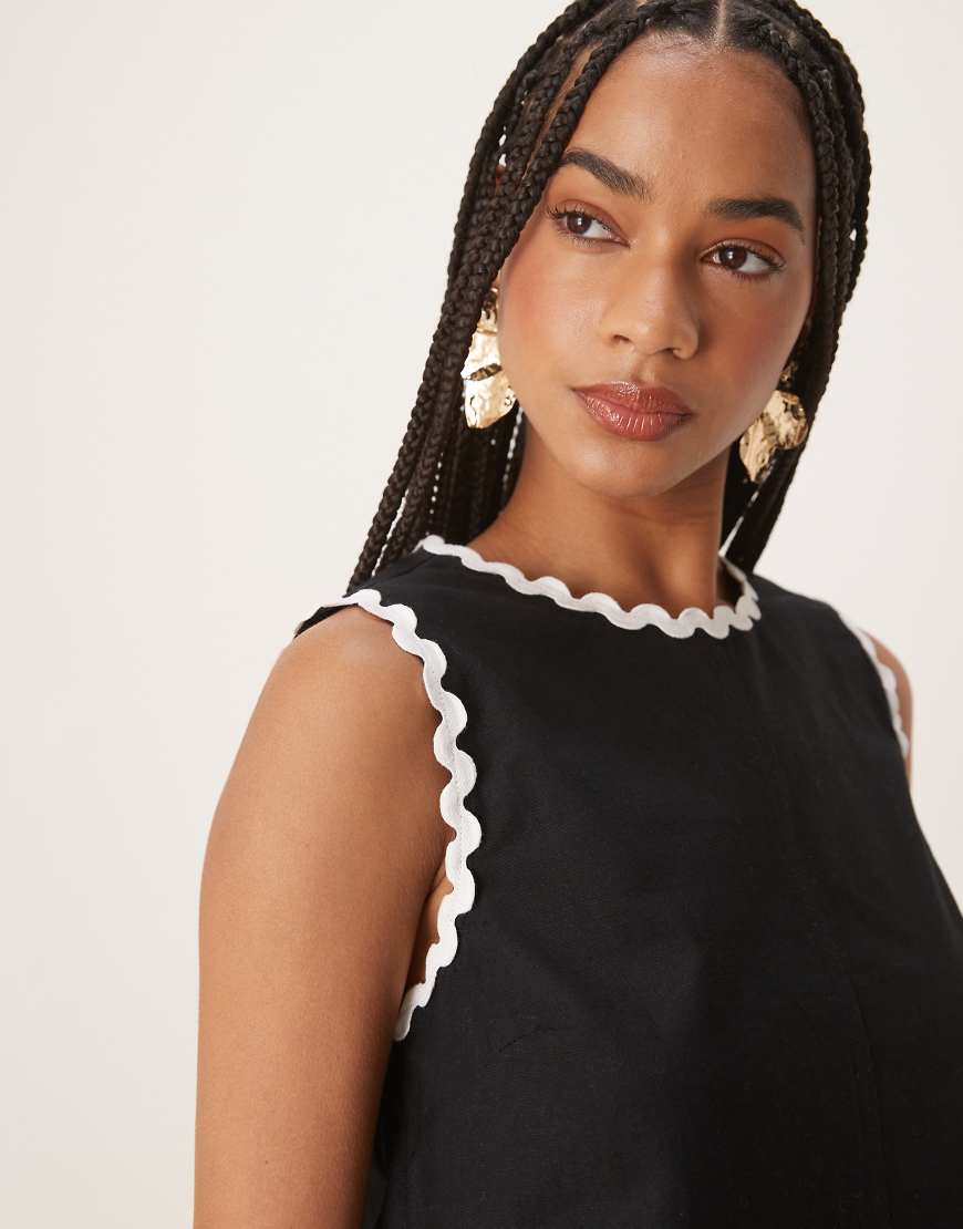 Nobody's Child - Sterling - Weites Tanktop in Schwarz mit Zickzack-Detail, Kombiteil von Nobody's Child