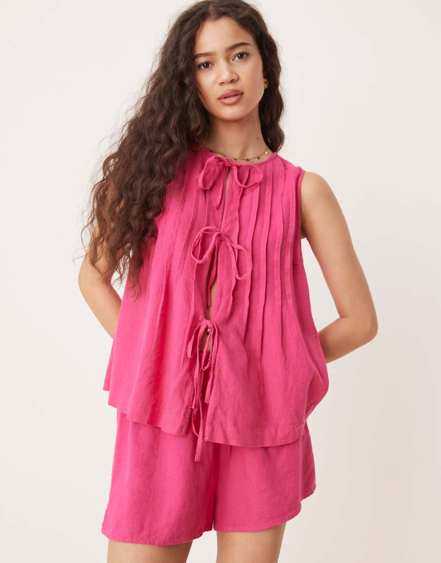 Nobody's Child - Tilly - Oberteil mit Leinen in Rosa, Kombiteil von Nobody's Child