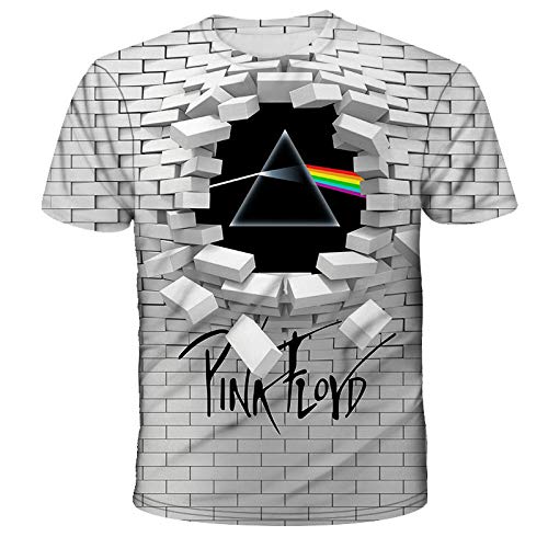 T-Shirt Kreative Wand Pink Floyd 3D Druck Kurzarm Runder Kragen Paar T-Shirt-Wand, L. von Nobranded