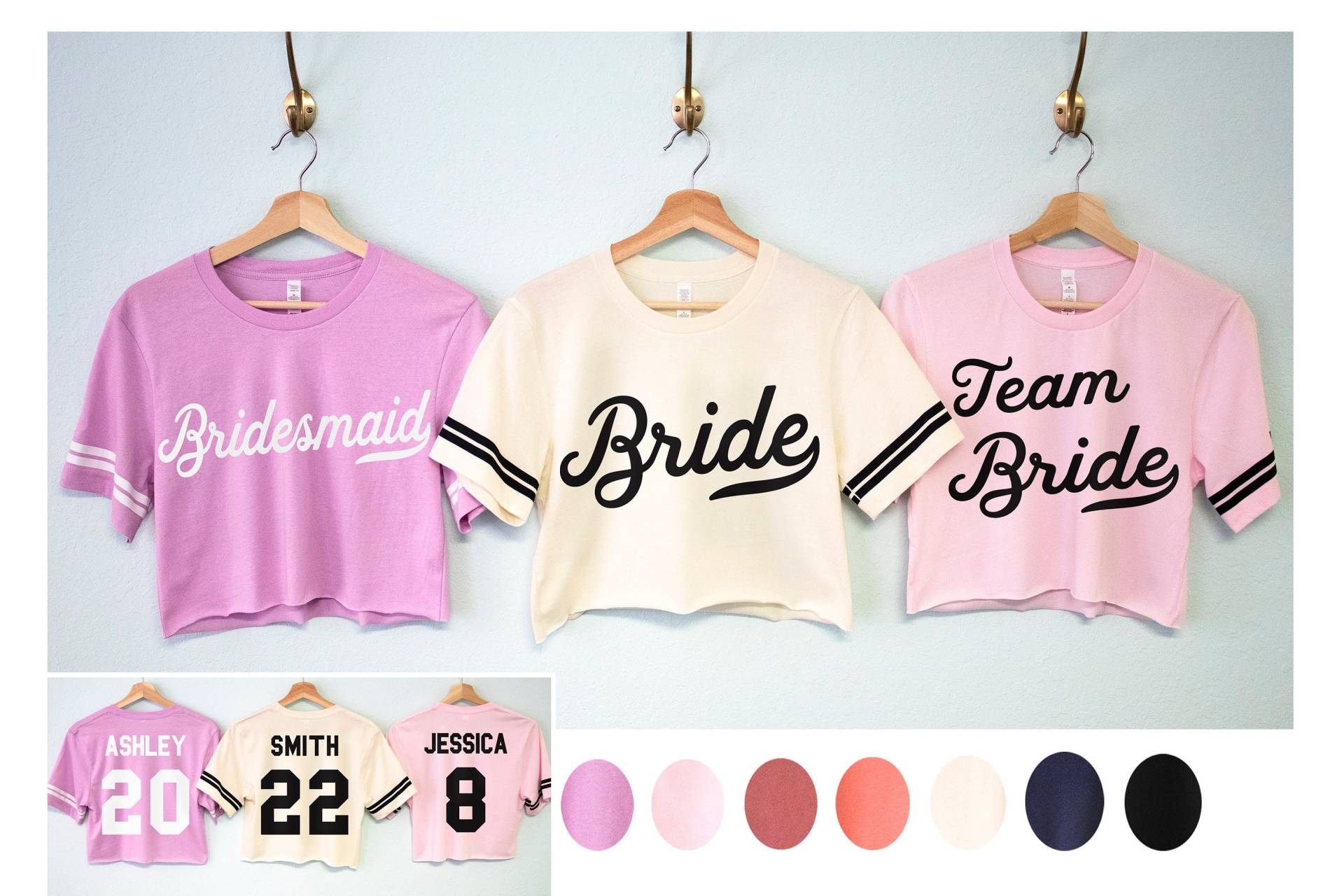 Bride, Team Bride & Bridesmaid Crop Tops Shirts Für Bachelorette Party, Maid Of Honor, Baseball Team Braut Tops, Brautjungfern Jerseys von NobullWomanApparel