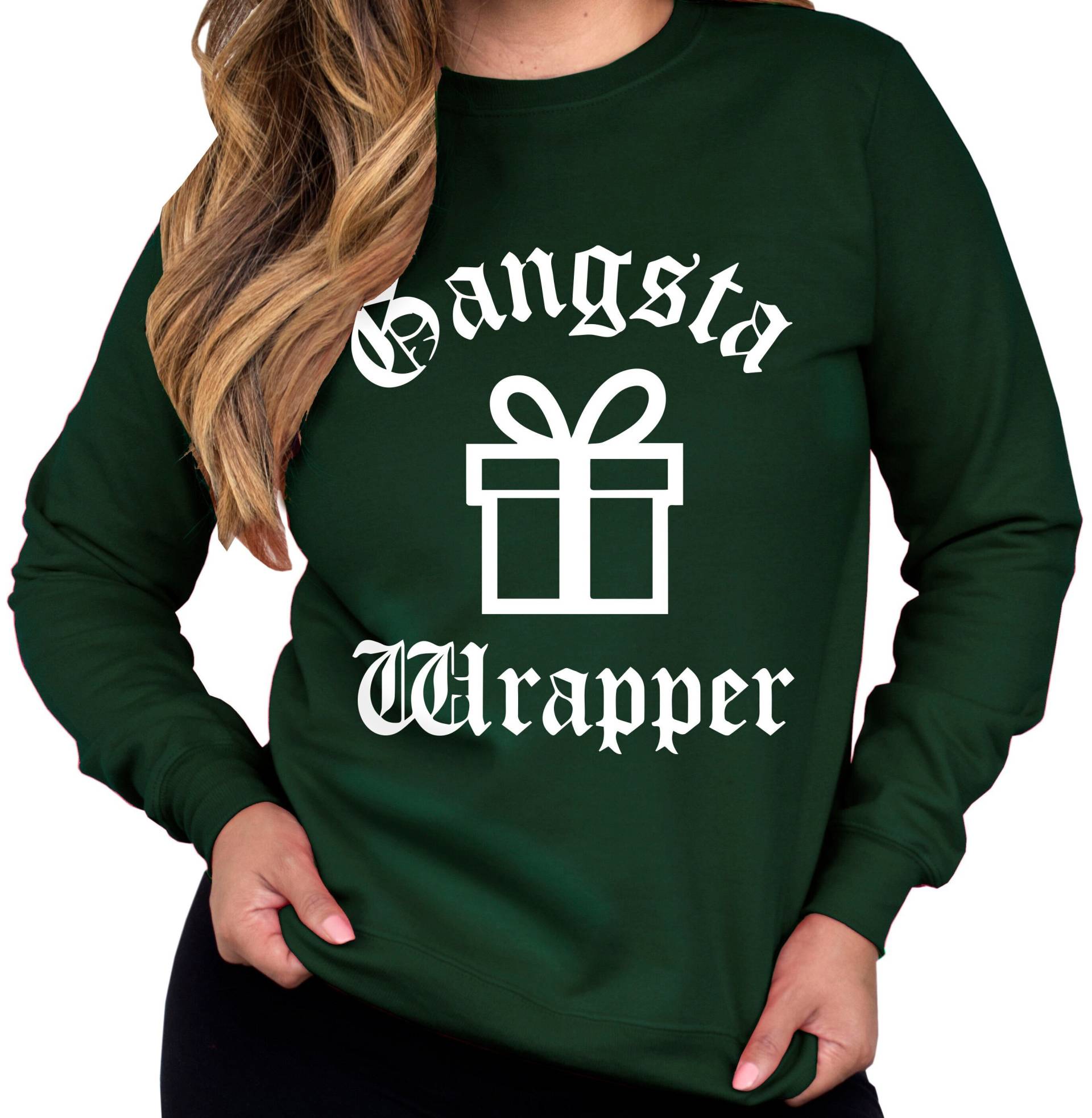 Gangsta Wrapper Ugly Christmas Pullover Für Frauen, Damen Gangster Wrapper Weihnachtsshirts, Hässliche Weihnachtspullover Lustige Weihnachten von NobullWomanApparel