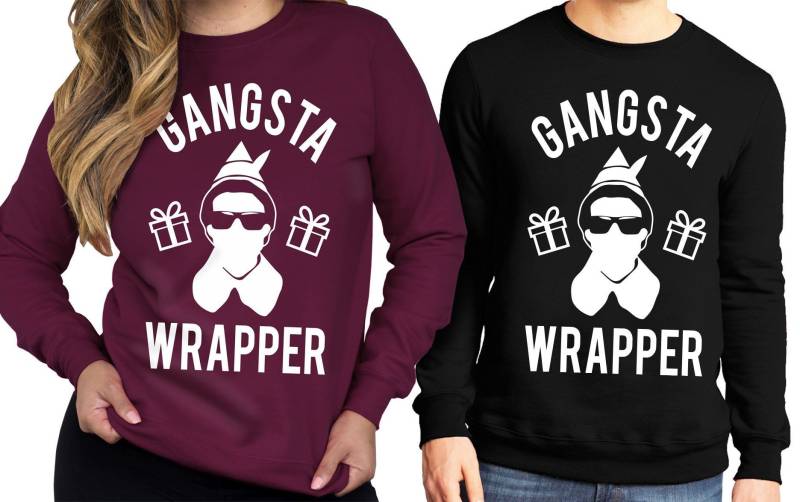 Gangsta Wrapper Unisex Ugly Weihnachtspullover, Lustige Weihnachtsshirts, Weihnachtskleidung, Gangsta Wrapper Pullover von NobullWomanApparel