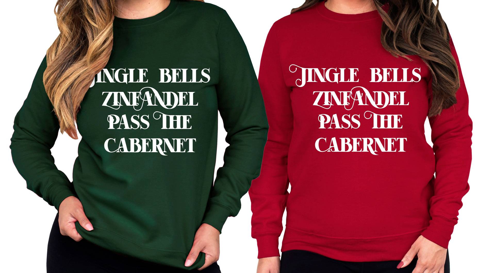 Jingle Bells Zinfandel Ugly Christmas Sweatshirt Für Frauen, Weinshirt, Frauen Lustige Weihnachtsshirts, Hässliche Weihnachtspullover von NobullWomanApparel