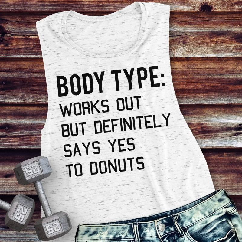 Körper-Typ Liebt Donuts Workout Tank-Top Marmor, Frauen-Muskel-Training-Tank-Top, Shirts, Tank Gym Tank, Trainingskleidung von NobullWomanApparel