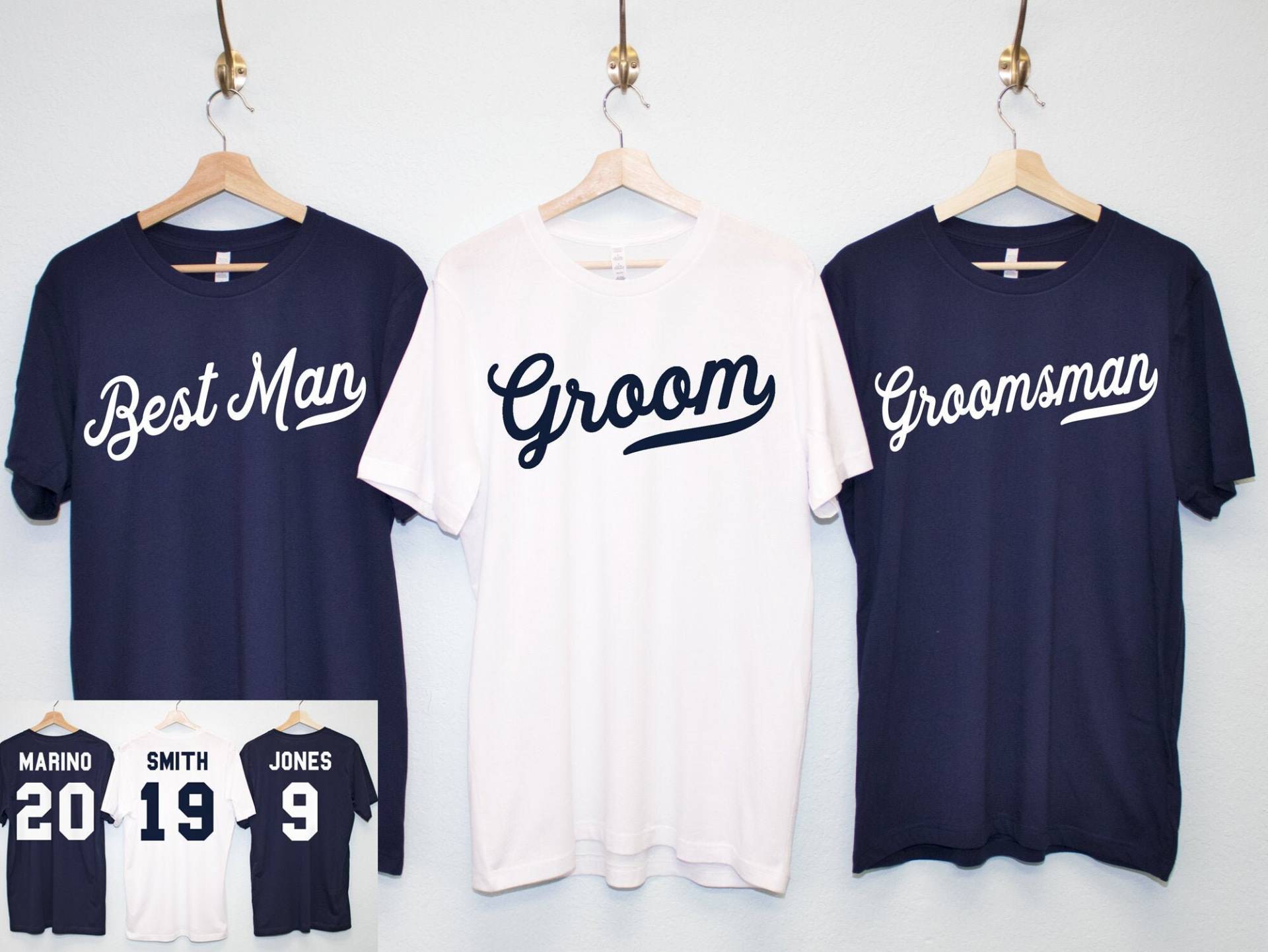 Marine Groom & Groomsmen Shirts Benutzerdefinierte Namen Und Nummern Für Junggesellenabschied, Hochzeit, Groomsman, Trauzeuge, Trauzeugen Geschenk von NobullWomanApparel
