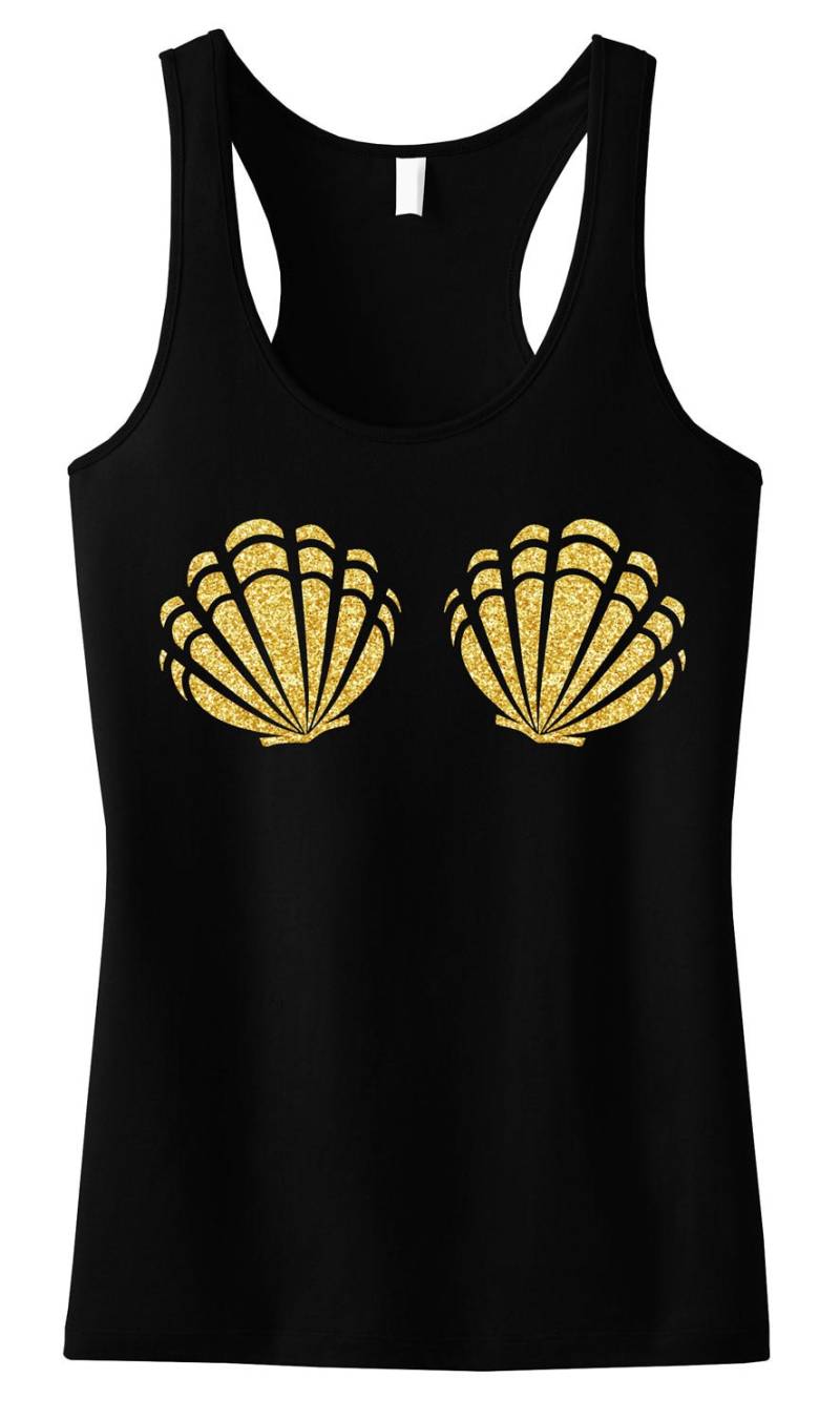 Meerjungfrau Gold Sea Shells Tank-Top, Wählen Sie Farbe, Tanks, Sommer, Strand-Tank-Tops von NobullWomanApparel
