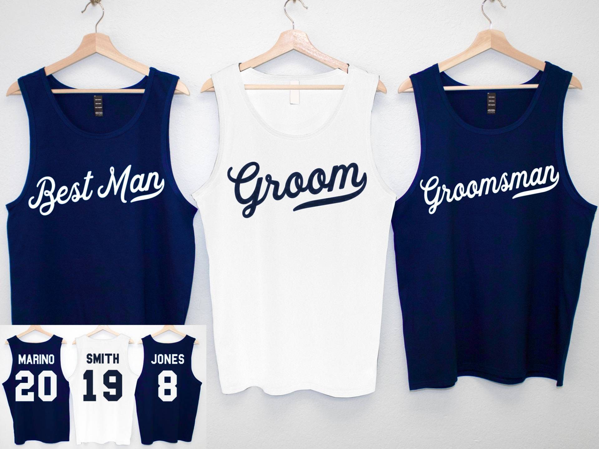 Navy Bräutigam & Bräutigam Tank Tops Namen Und Zahlen Für Junggesellinnen, Geschenk, Bester Mann, Tank, Shirts von NobullWomanApparel