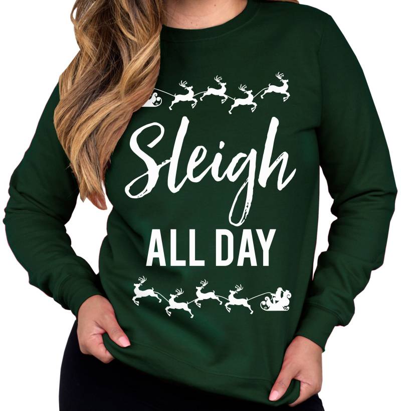 Schlitten All Day Ugly Christmas Sweatshirt Crew Neck, Weihnachtshemden, Hässliche Weihnachtspullover, Weihnachtspullover Für Frauen von NobullWomanApparel