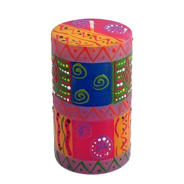 Bunte Kerzen - SHAHIDA - M/L - Handbemalte Stumpenkerzen - nobunto Südafrika von Nobunto