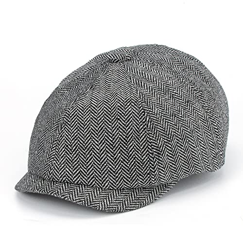 Herren 8 Panel Newsboy Cap Baumwolle Gatsby Ivy Golf Verstellbare Flache Kappen Fahrerhut, GRAU, Einheitsgröße von NociHah