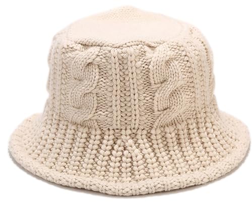 NociHah Damen Hut Winter Weiche Strickgarn Flauschige Fischerhut Breite Krempe Fellmütze Winter Warme Mütze für Mädchen von NociHah