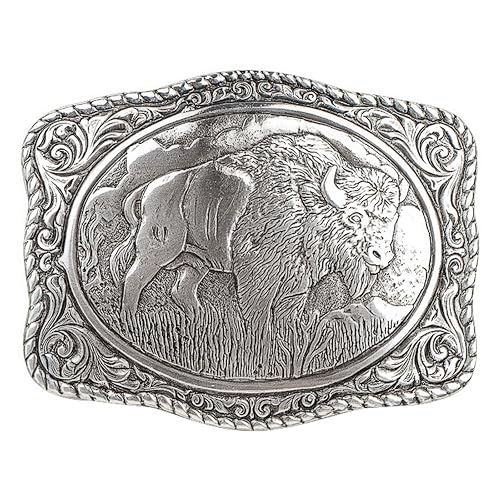Nocona Herren Crumrine Silver Bison Scaloped Schnalle, silber, Einheitsgröße Nocona Herren Crumrine Silver Bison Scaloped Schnalle, silber, Einheitsgröße von Nocona Boots