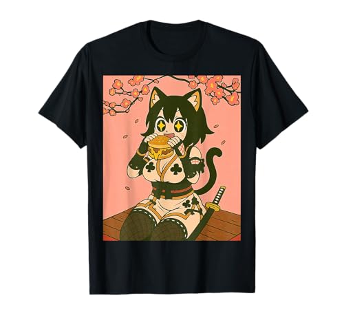 Anime Catgirl Kawaii Waifu Japanese Shinobi Burger Neko Girl T-Shirt Anime Catgirl Kawaii Waifu Japanese Shinobi Burger Neko Girl T-Shirt von Noctivora