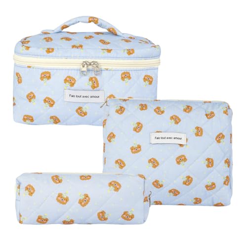 3-Piece Women's Toiletry Bag with Floral Pattern, Cosmetic Bag, Large Capacity, Makeup Bag, Wash Bag for Children, Girls, Men (Q) von Nocyclonic