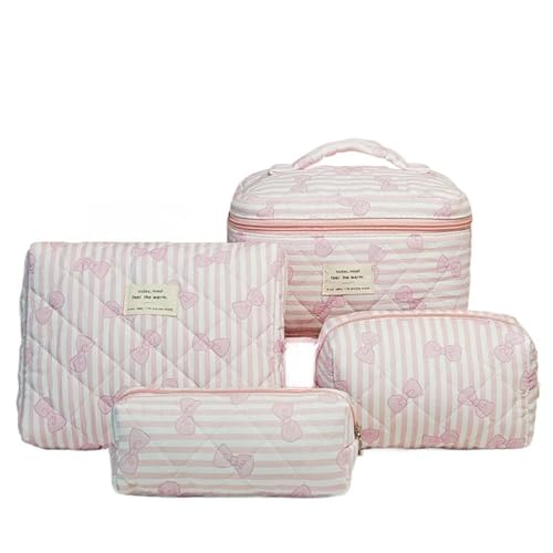 4er Set Kosmetiktasche Cosmetic Bag Set Kulturtasche Damen mit Blumenmuster, Kulturbeutel Make Up Tasche, Tragbare Schminktasche Makeup Bag Waschtasche Groß Frauen Mädchen (G) von Nocyclonic
