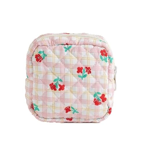 Cosmetic Bag Girls with Floral Pattern Pink Cosmetic Bag Cosmetic Bag Soft Cotton Material Multifunctional Cosmetic Bag Cute Beauty Bag, Cosmetic Bag (D) von Nocyclonic