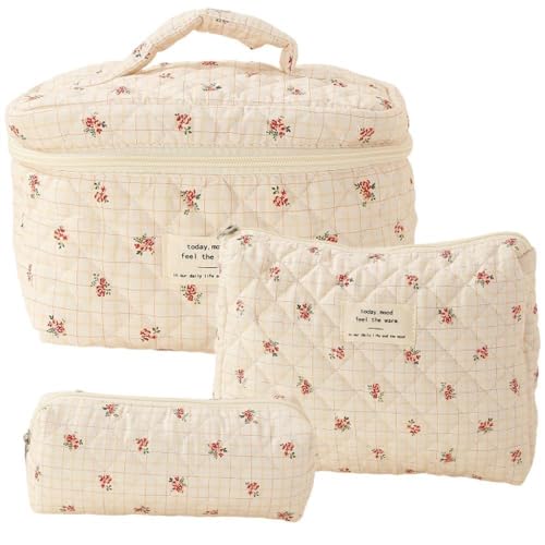 Cosmetic Bag Women's Travel Toiletry Bag ，make up bag,Cosmetic Bag Flowers, kulturtasche damen Cosmetic Bag, Quilted Cosmetic Bag with Bow Pattern (K) von Nocyclonic
