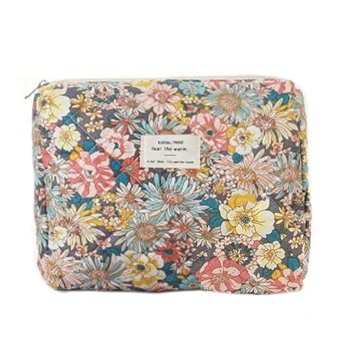 Kosmetiktasche Kulturbeutel Make Up Tasche, schminktasche Kulturtasche Damen mit Blumenmuster, Tragbare Schminktasche Makeup Bag für Alltag und Reisen (03) von Nocyclonic