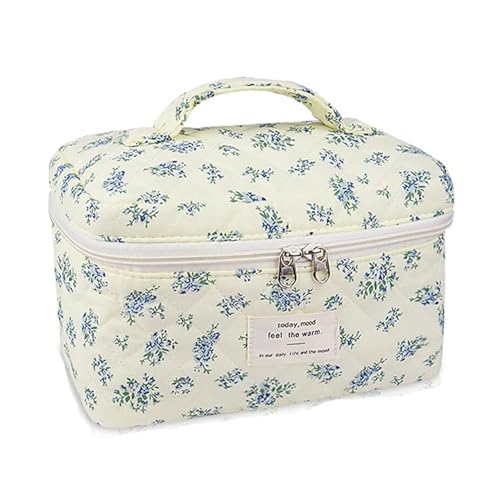 Kosmetiktasche Kulturbeutel Make Up Tasche, schminktasche Kulturtasche Damen mit Blumenmuster, Tragbare Schminktasche Makeup Bag für Alltag und Reisen (A) von Nocyclonic